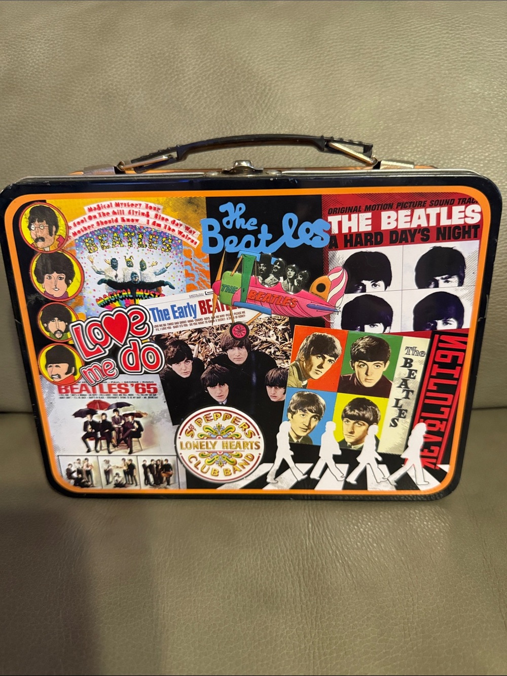 The Beatles Vintage Collage Metal Lunchbox - Multicolor and thermal cup